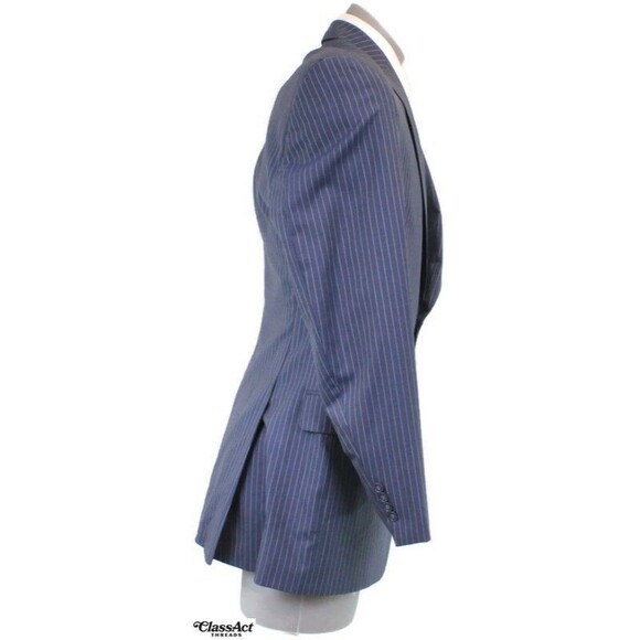 Executive Clothiers Sport Coat Suit Jacket Blazer Men's Wool Blue Striped 42L - Picture 5 of 10